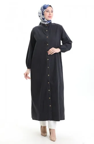 Denim Abaya Met Knopen 0058-03 Zwart 0058-03