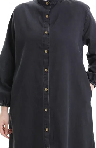 Denim Abaya Met Knopen 0058-03 Zwart 0058-03