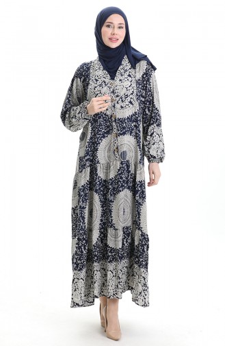 Dunkelblau Hijab Kleider 0061-03