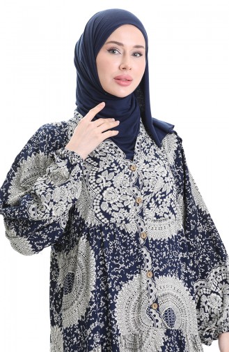Dunkelblau Hijab Kleider 0061-03