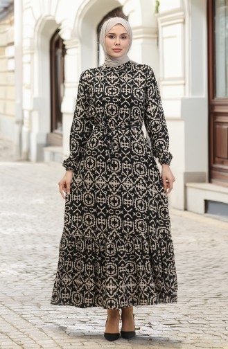 Schwarz Hijab Kleider 0010-02