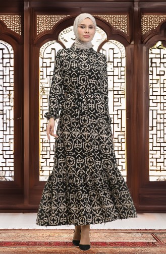 Schwarz Hijab Kleider 0010-02