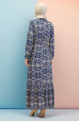 Navy Blue İslamitische Jurk 0010-03