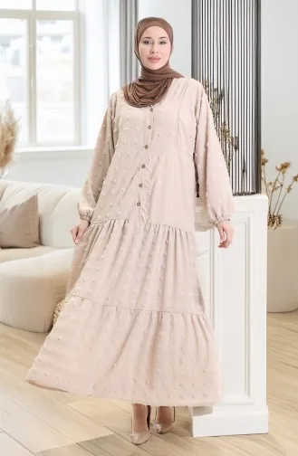 Viscose Stof Halfgeknoopte Jurk 0062-01 Mink 0062-01