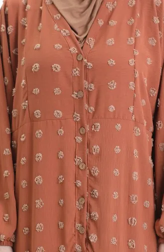 Robe Demi-boutonnée En Tissu Viscose 0062-02 Brique 0062-02