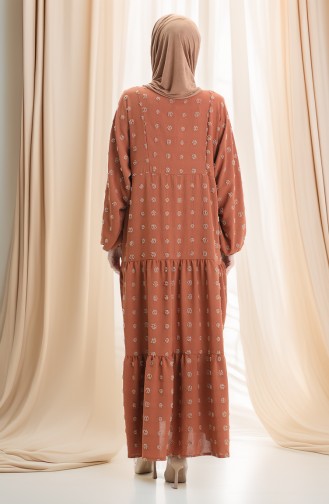 Ziegelrot Hijab Kleider 0062-02