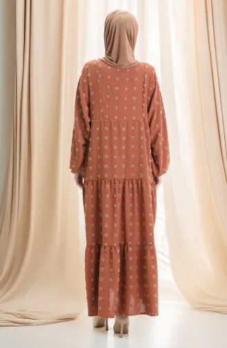 Robe Demi-boutonnée En Tissu Viscose 0062-02 Brique 0062-02