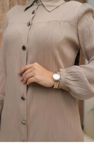 Mink Hijab Suit With Pleated Detail 581