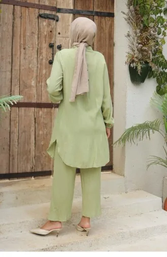 Ensemble Hijab Menthe Avec Détails Froncés 582