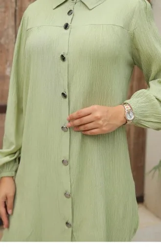 Ensemble Hijab Menthe Avec Détails Froncés 582
