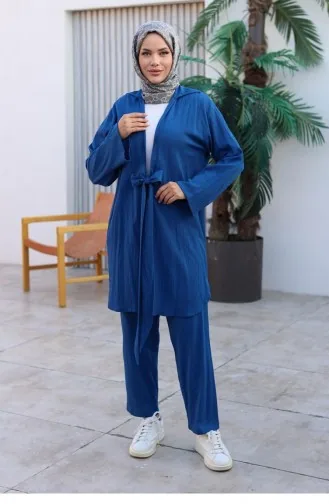بدلة كيمونو بتفاصيل ربطة عنق نيلي 1225 622