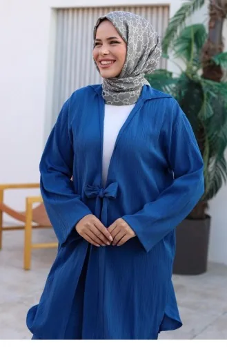 بدلة كيمونو بتفاصيل ربطة عنق نيلي 1225 622