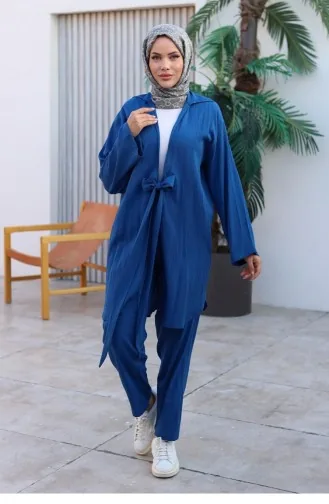 بدلة كيمونو بتفاصيل ربطة عنق نيلي 1225 622