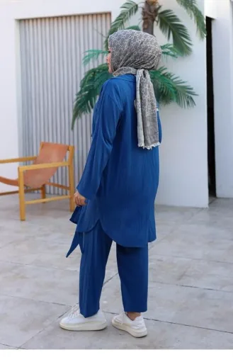 بدلة كيمونو بتفاصيل ربطة عنق نيلي 1225 622