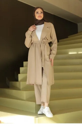 Moon Piece Detailed Suit Mink 664