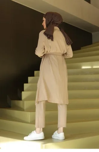 Moon Piece Detailed Suit Mink 664