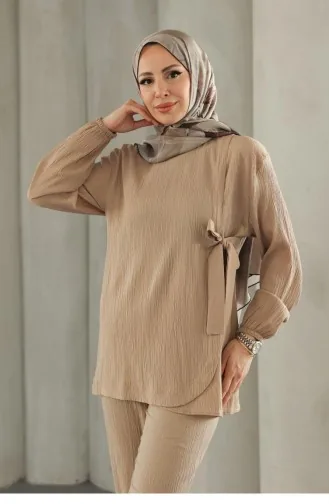 Costume En Vison Avec Détail Cravate 684