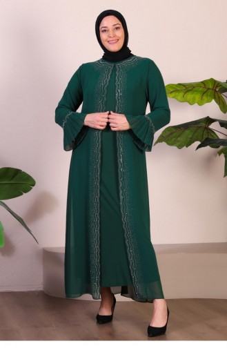 Emerald Green Hijab Evening Dress 4578.ZÜMRÜT YEŞİLİ