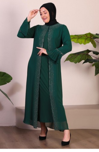 Emerald Green Hijab Evening Dress 4578.ZÜMRÜT YEŞİLİ