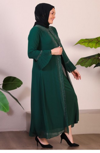 Emerald Green Hijab Evening Dress 4578.ZÜMRÜT YEŞİLİ