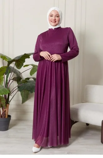 Damen Große Größen Abendkleid Mit Cape Und Glitzer 8098 Pflaume 8098.Mürdüm