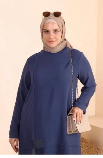 Women`s Hijab Clothing Plus Size Hijab Two Piece Suit Ayrobin Trouser Tunic Suit 8689 Navy Blue 8689.Lacivert