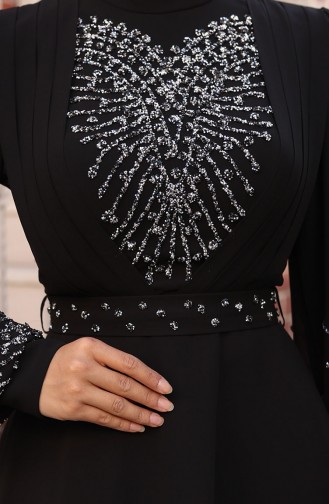 Schwarz Hijab-Abendkleider 6237-01