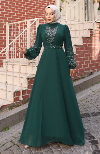 Smaragdgrün Hijab-Abendkleider 6237-03