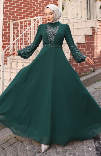 Smaragdgrün Hijab-Abendkleider 6237-03