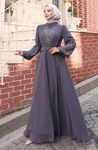 Grau Hijab-Abendkleider 6237-05