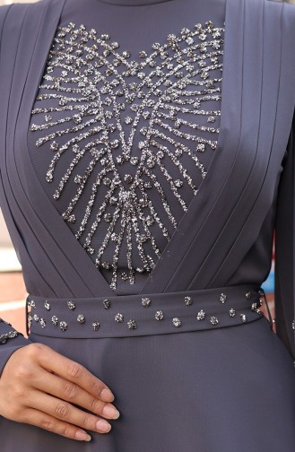Grau Hijab-Abendkleider 6237-05