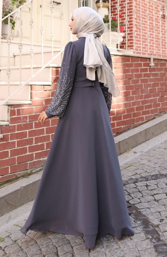 Grau Hijab-Abendkleider 6237-05