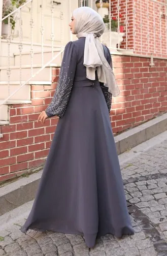 Chiffon Abendkleid Mit Steinen 6237-05 Grau 6237-05