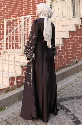 Büyük Beden Saten Abiye Elbise 6249-01 Siyah