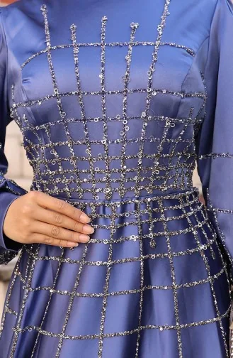 Plus Size Satijnen Avondjurk 6249-03 Indigo 6249-03