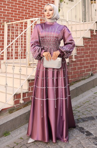 Violet Hijab Evening Dress 6249-04