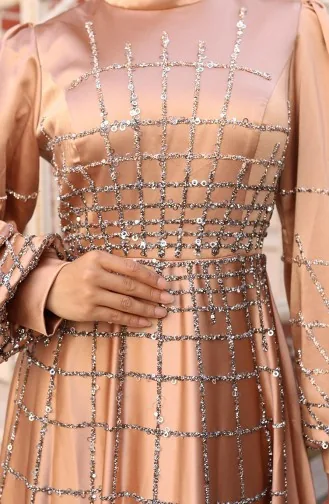 Plus Size Satin Evening Dress 6249-05 Mink 6249-05