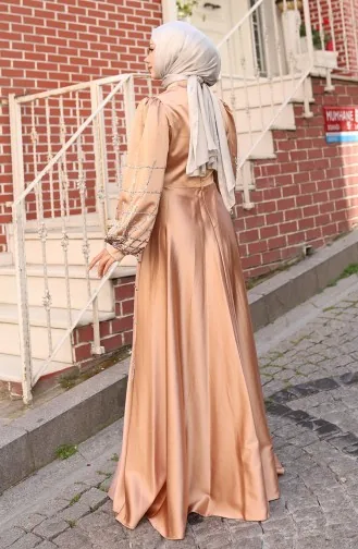 Plus Size Satin Evening Dress 6249-05 Mink 6249-05