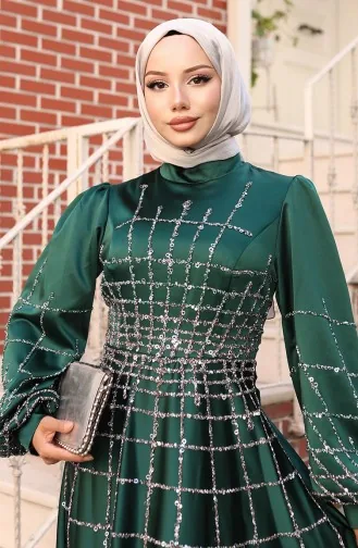 Plus Size Satin Evening Dress 6249-07 Emerald Green 6249-07