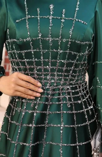 Plus Size Satin Evening Dress 6249-07 Emerald Green 6249-07