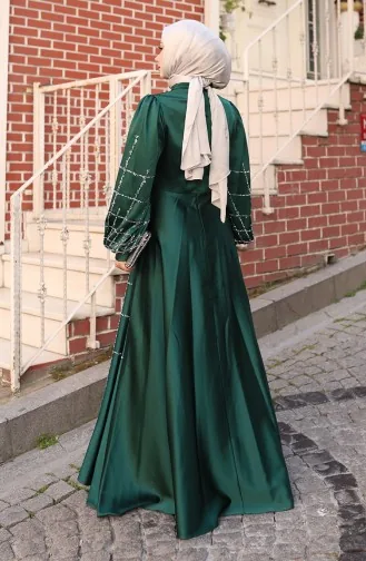 Plus Size Satin Evening Dress 6249-07 Emerald Green 6249-07