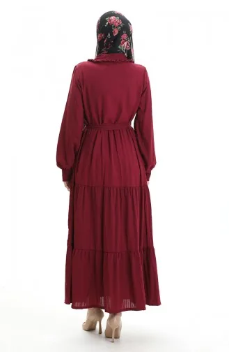 فستان نصف أزرار مجمع 2042-03 أحمر قرمزي 2042-03