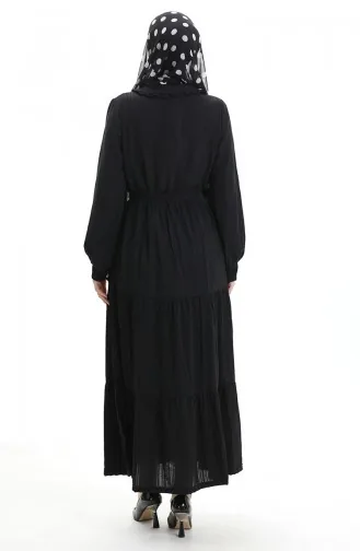 فستان نصف أزرار مجمع 2042-06 أسود 2042-06