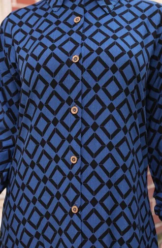 Tunique Longue Boutonnée En Tissu Viscose 0071-02 Saxe 0071-02