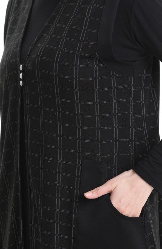 Jakarli Düğmeli Yelek 994727C-01 Siyah