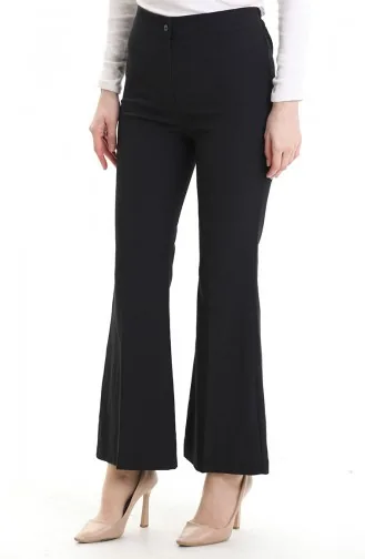 Elastic Waist Bell-bottomed Trousers 4005-01 Black 4005-01