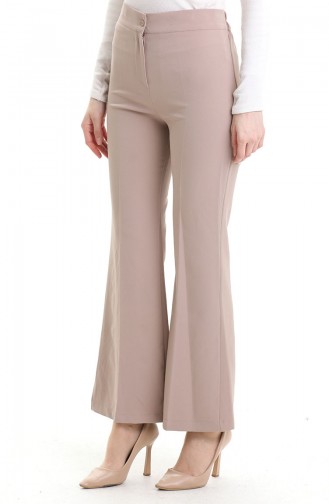 Beli Lastikli İspanyol Paça Pantolon 4005-05 Sütlü kahve