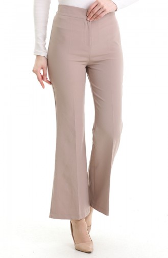 Beli Lastikli İspanyol Paça Pantolon 4005-05 Sütlü kahve
