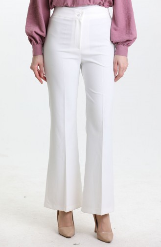 Beli Lastikli İspanyol Paça Pantolon 4005-06 Ekru