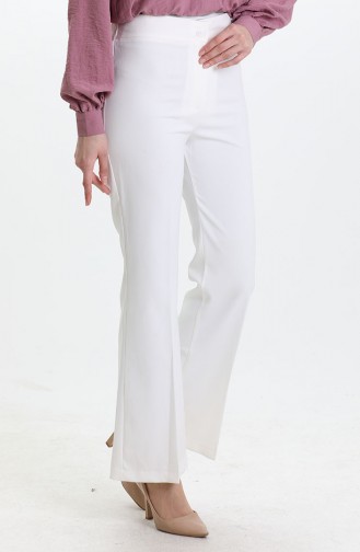 Beli Lastikli İspanyol Paça Pantolon 4005-06 Ekru